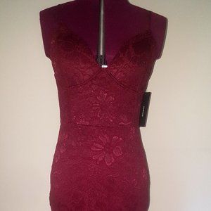 NWT Lulus Burgundy Bodycon Corset Bustier Dress